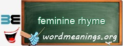 WordMeaning blackboard for feminine rhyme